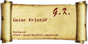 Geier Kristóf névjegykártya