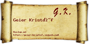 Geier Kristóf névjegykártya